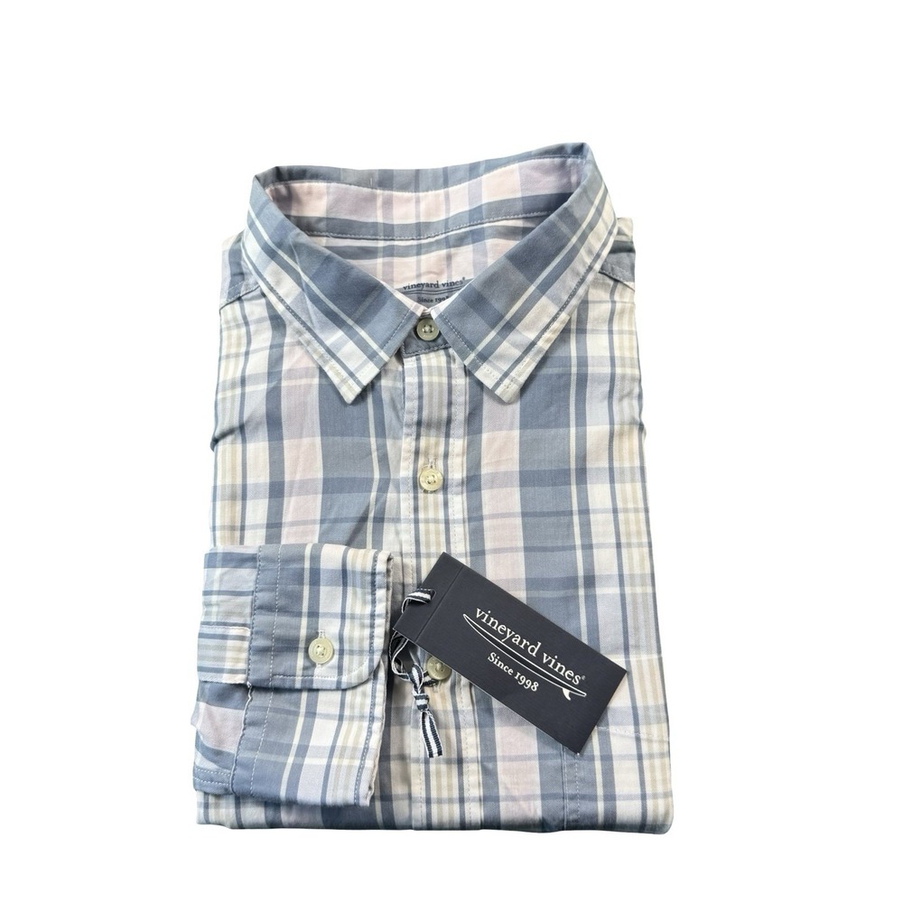 Vineyard Vines Mens Beachcomber Plaid Button Front Shirt Pink Blue L 1W013058